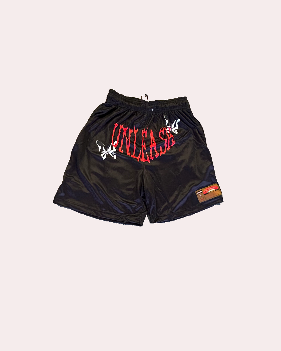 'UNLEASH' UNISEX MESH SHORTS - BLACK