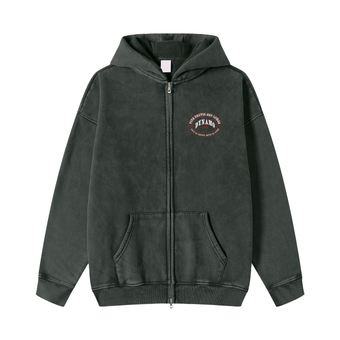 Acid Washed Zip Fleece  Hoodie Jacket - 360 GMS