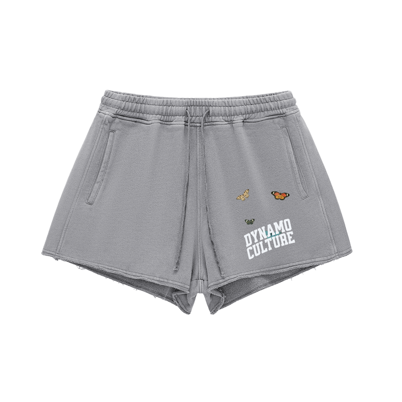 Snow Washed Raw Edge Drawstring Shorts